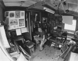 N.V. Ulery in his Red Shed Studio